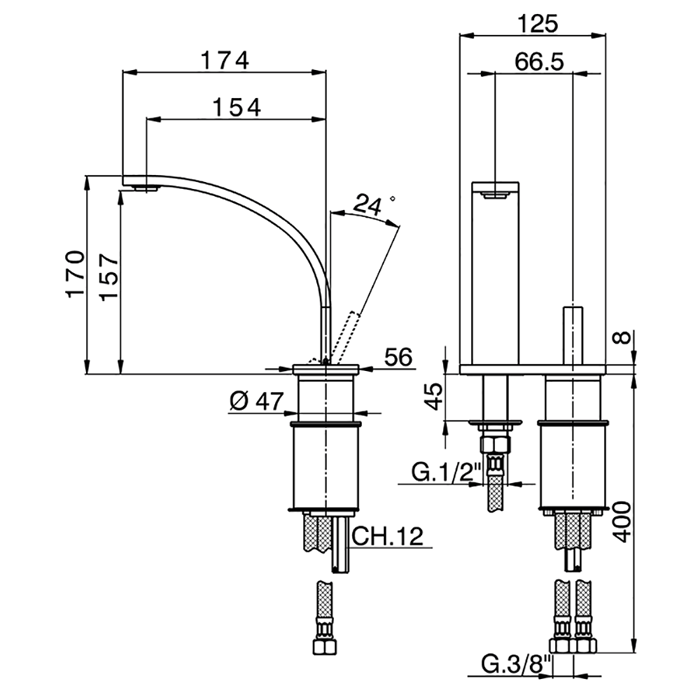 Смеситель для раковины Cisal Wave WA006520 схема 3