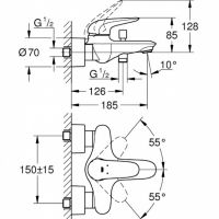 Смеситель Grohe Eurostyle New для ванны и душа 23726003 схема 2