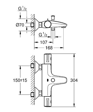 Смеситель Grohe Grohtherm для ванны 34567000 ФОТО