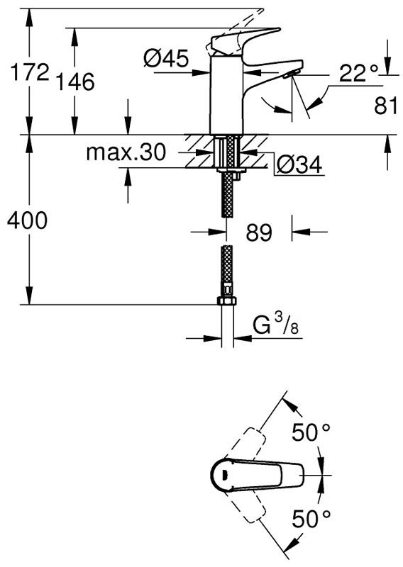 Смеситель Grohe BauFlow для раковины 23752000 схема 2