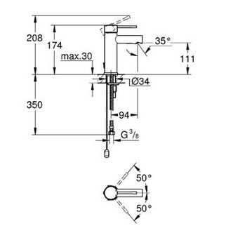 Смеситель Grohe Essence New для раковины 32899001 схема 2