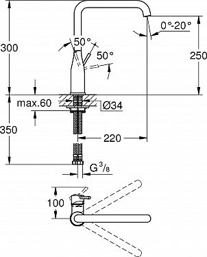 Смеситель для кухни с настольным монтажом Grohe Essence New 30269000 ФОТО