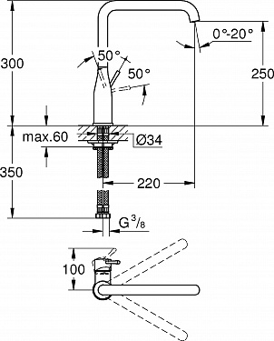 Смеситель для кухни с настольным монтажом Grohe Essence New 30269000 ФОТО