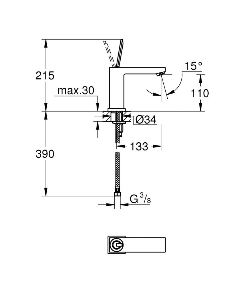 Смеситель Grohe Eurocube Joy для раковины 23658000 схема 2