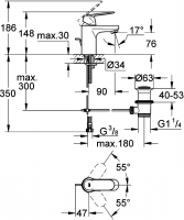 Смеситель Grohe Eurosmart Cosmopolitan для раковины 32825000 схема 3