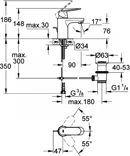 Смеситель Grohe Eurosmart Cosmopolitan для раковины 32825000 ФОТО