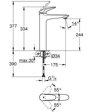 Смеситель Grohe Eurostyle 2015 для раковины 23719003 схема 5