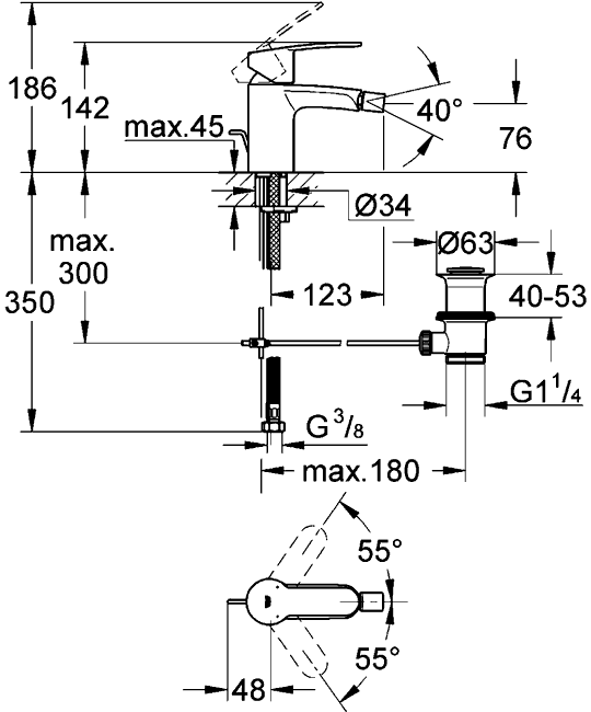 Смеситель Grohe Eurostyle Cosmopolitan для биде 33565002 ФОТО