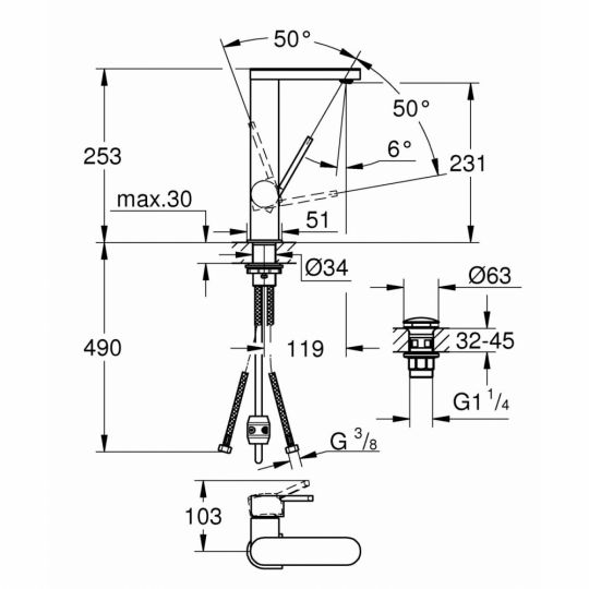 Смеситель Grohe Plus для раковины 23844003 ФОТО