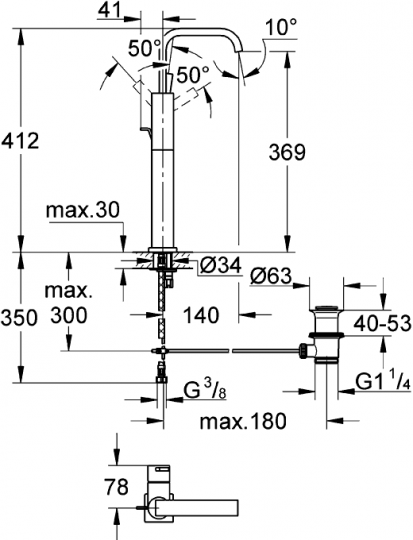 Смеситель Grohe Allure для раковины 32249000 схема 2