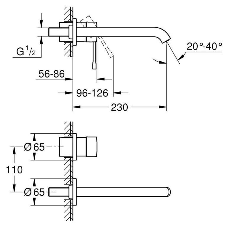 Смеситель Grohe Essence для ванны и душа 23491001 ФОТО