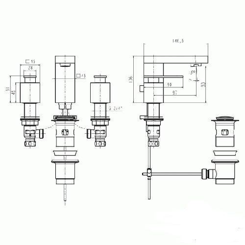 Смеситель Jado Cubic для раковины F1430AA ФОТО