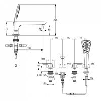 Смеситель Kludi Ameo для ванны и душа 414240575 схема 3