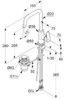 Высокий смеситель для раковины Kludi Pure&Solid 340250575 схема 2