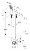 Смеситель Kludi Ambienta для ванны и душа 535900575 схема 4