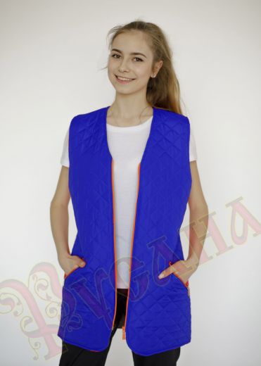 Жилет, стежка, удлиненный