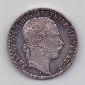 1 флорин 1870 года UNC Редкий год Австрия
