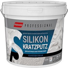 Декоративная Штукатурка Камешковая 15кг Parade Professional S210 Silikon Kratzputz Силиконовая, Зёрна 1.5мм / Парад