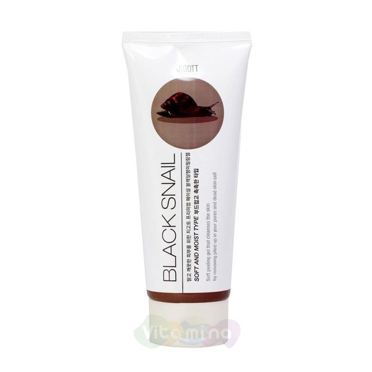Jigott Пилинг-гель с муцином черной улитки Premium Facial Black Snail Peeling Gel, 180 мл