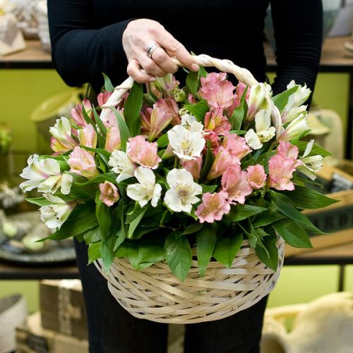 Корзина из альстромерий