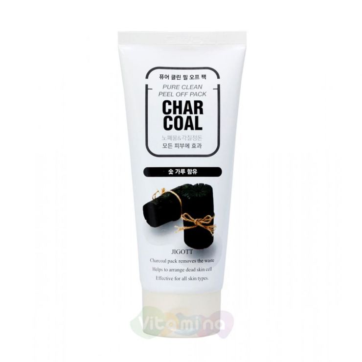 Jigott Очищающая угольная маска-пленка Char Coal Pure Clean Peel Off Pack, 180 мл