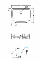 Настольная раковина Globo Grace VA043 51x44 схема 1