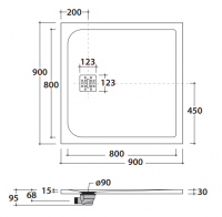 Globo душевой поддон DP09090 90х90 схема 1