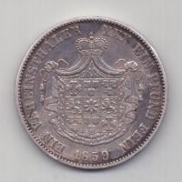1 талер 1859 года Вальдек-Пирмонт AUNC Германия