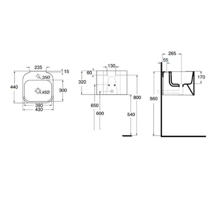 Раковина Azzurra Tandem TALP04443T0M 44 x 43 ФОТО