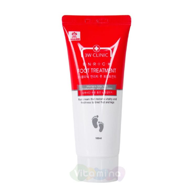 3W Clinic Крем для ног Enrich Foot Treatment, 100 мл