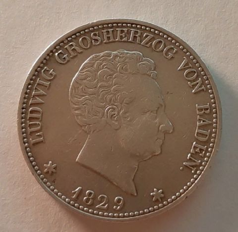 1 талер 1829 года Баден AUNC-XF Германия
