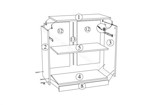 Комод "Басса" (Бася) с 1-м ящиком и створками КМ 552М