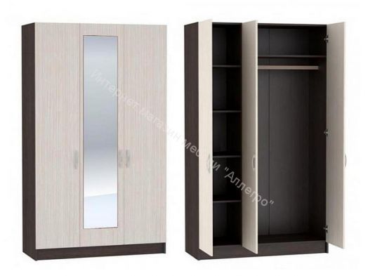 Шкаф распашной "Басса" (Бася) трехдверный с зеркалом ШК 553