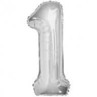 Цифра "1" фольгированная (102/120) Slim Серебро