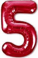 Цифра "5" фольгированная (102/120) Slim Красный