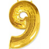 Цифра "9" фольгированная (102/120) Золото
