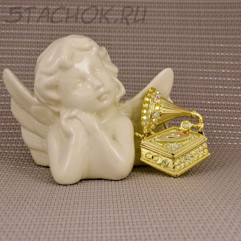 Брошь "Старинный патефон" (Danecraft США)