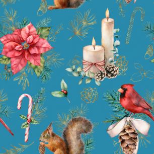 Хлопок Перкаль Лесные звери на синем 50х37 limit