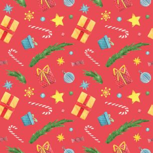 Хлопок Перкаль Подарки на красном 50х37 limit