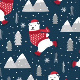 Хлопок Перкаль Белые медведи на коньках 50х37 limit