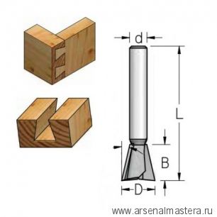 Фреза ласточкин хвост 25,4 x 25 x 69,5 x 12 Угол 14  WPW  Z142542