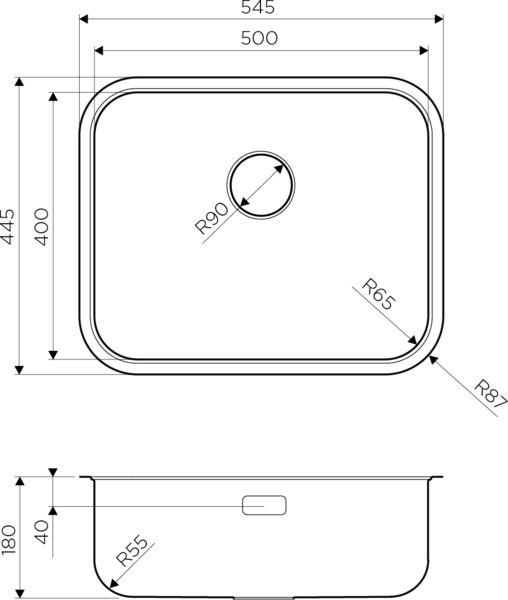 Мойка кухонная Omoikiri Omi 54-U/IF-IN 4993488 нержавеющая сталь схема 5