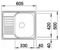 Мойка Blanco Tipo 45 S mini 516524 сталь матовая схема 2
