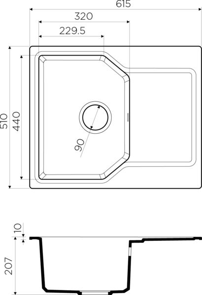 Кухонная мойка Omoikiri Yonaka 61-BE 4993632 ваниль схема 3