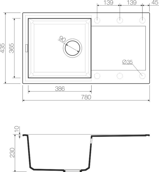 Кухонная мойка Omoikiri Sakaime 78-WH 4993127 белая схема 3