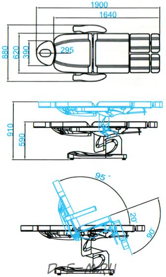 Педикюрное кресло SD-3708AS, 3 мотора - размеры