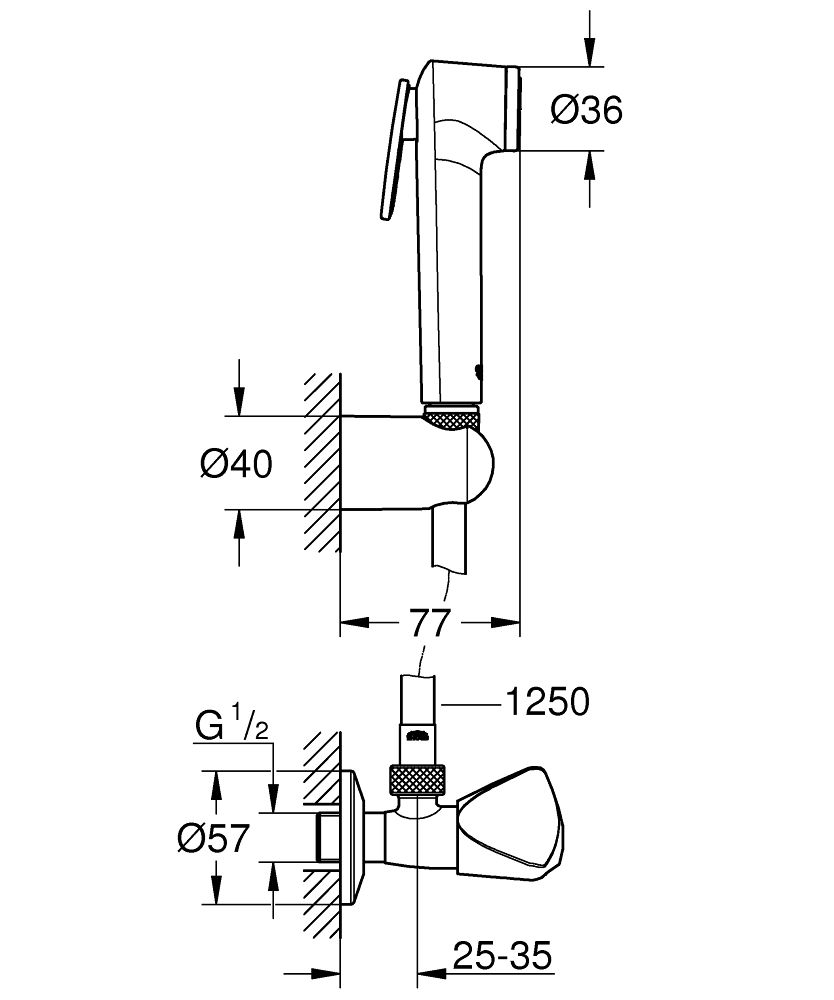 Гигиенический душ Grohe Tempesta-F 27514001 схема 2