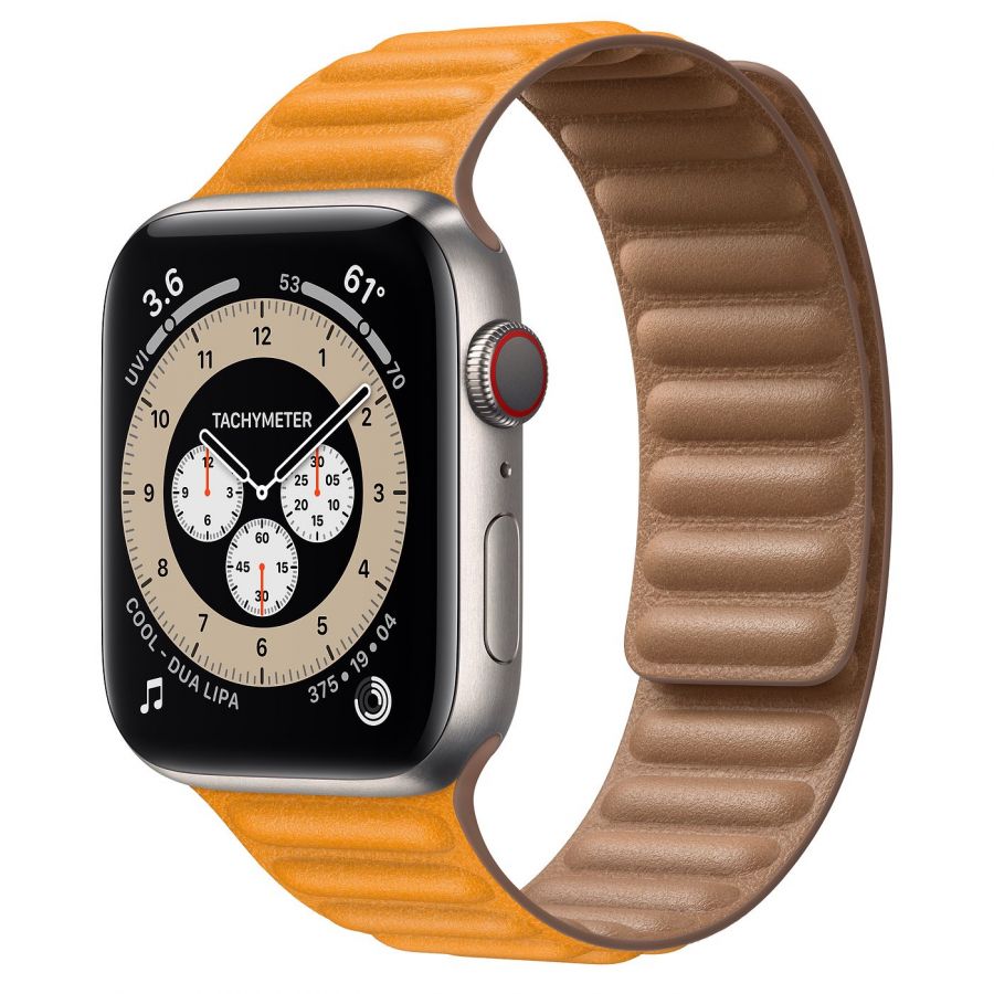 Часы Apple Watch Edition Series 6 GPS + Cellular 44mm Titanium Case with California Poppy Leather Link