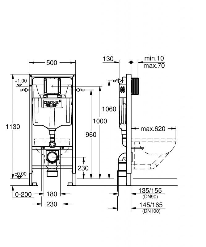 Инсталляция Grohe Solido Perfect 39192000 с безободковым унитазом Cersanit Nature S-MZ-NATURE-COn-DL-w ФОТО