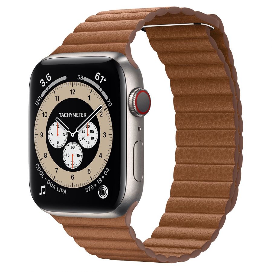 Часы Apple Watch Edition Series 6 GPS + Cellular 44mm Titanium Case with Saddle Brown Leather Loop